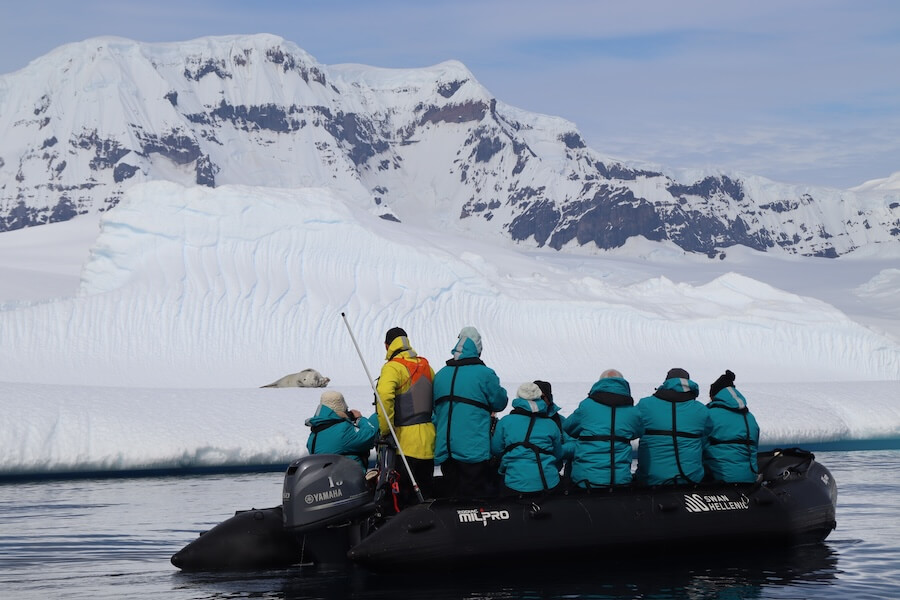 One of several Zodiac excursions in Antarctica