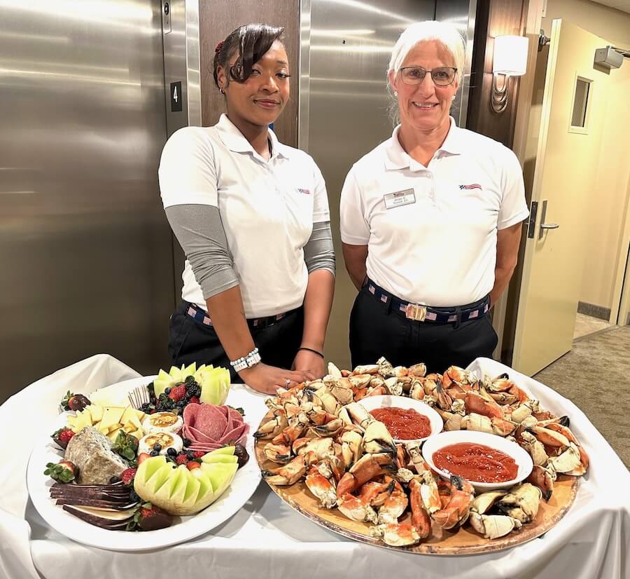 Pre dinner snacks on a Mississippi River cruise, the American Melody