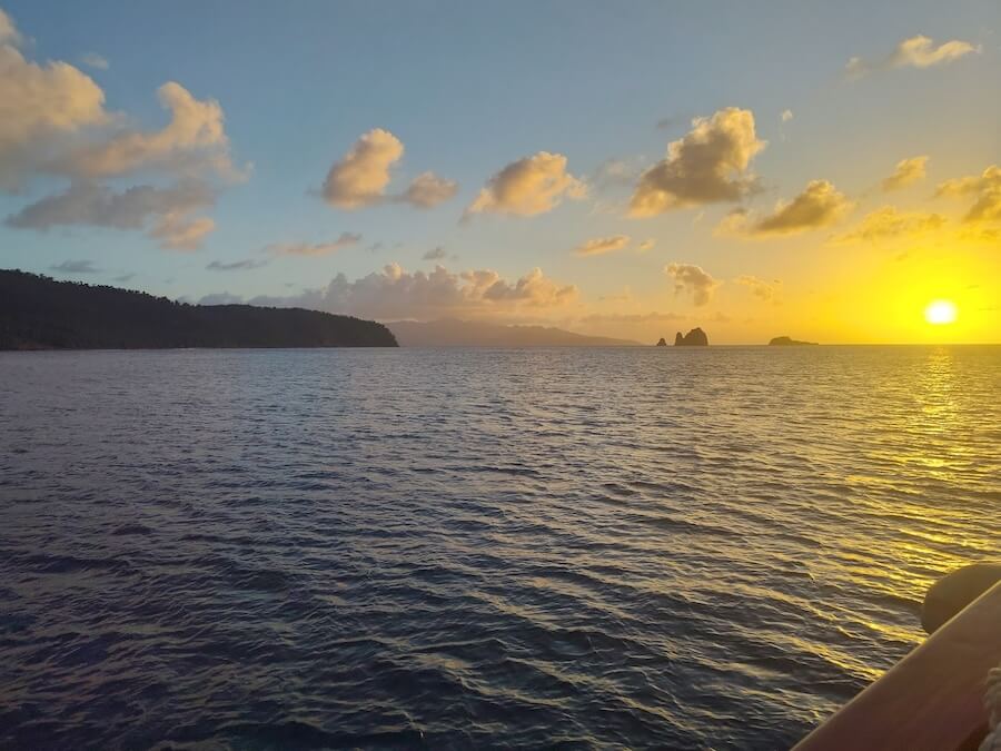 sunset as seen from Island Windjammer's Diamant