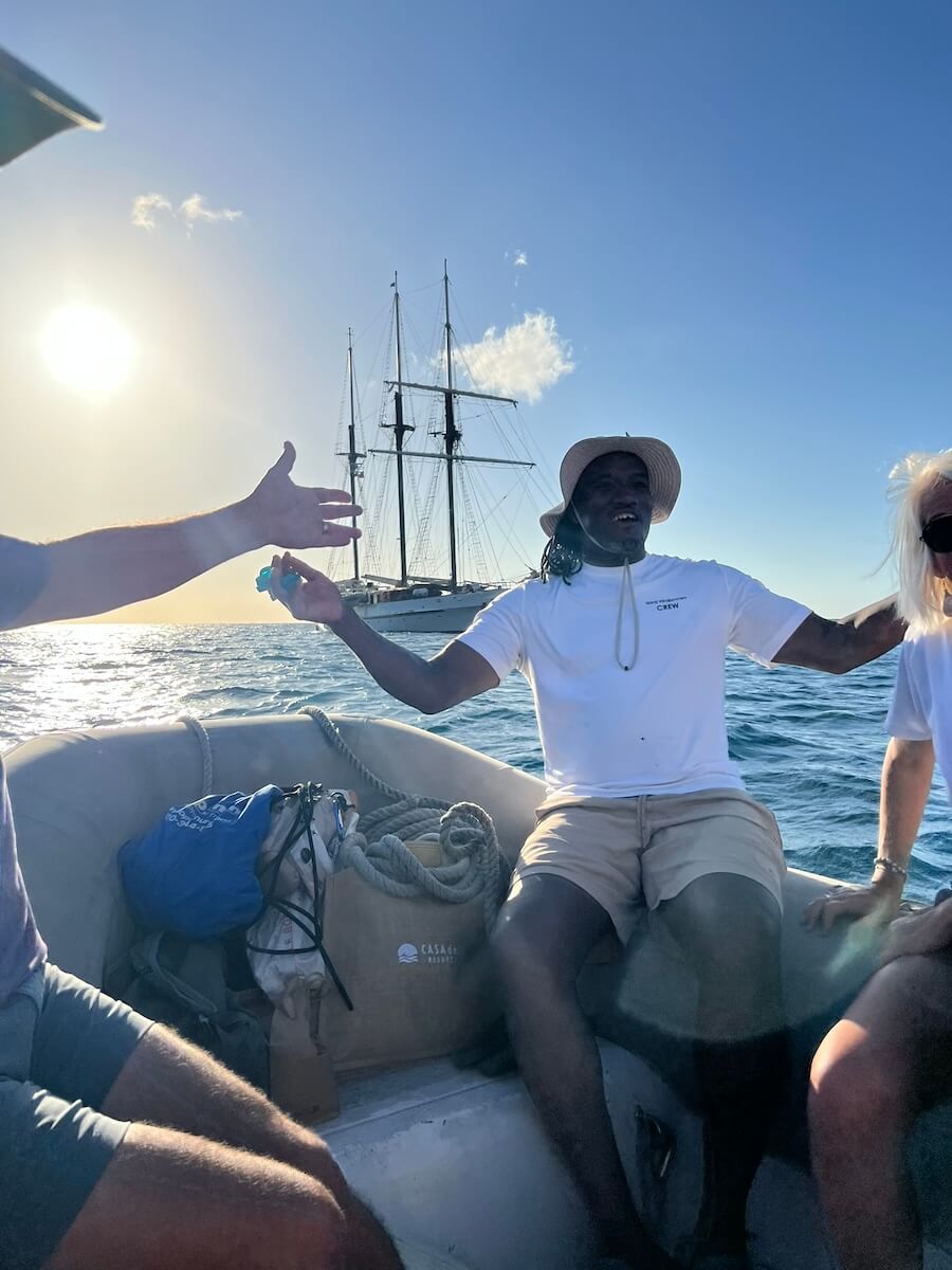 Island Windjammers Vela Review mentions how great the crew are