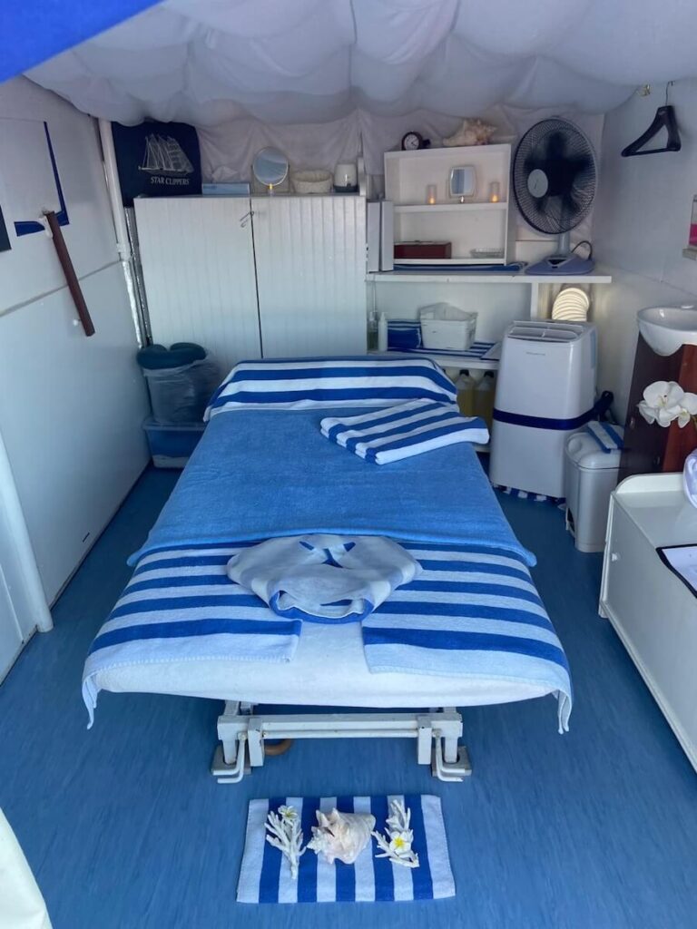 Star Clipper's massage room up on deck