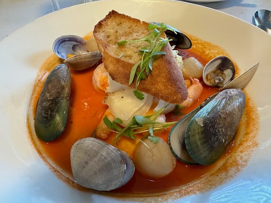 American Harmony Columbia and Snake Rivers Cruise — A Review of Scenic Riverboating on the Trail of Lewis and Clark 11 meal of Pacific Northwest fisherman’s cioppino on American Harmony