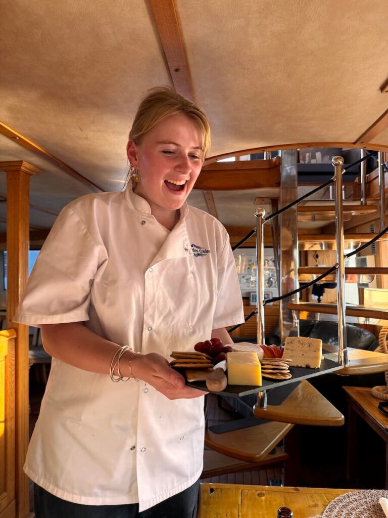 Emma Jane Hebrides Islands Cruise features a cheese course at dinner