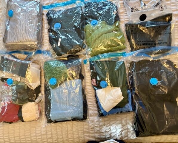 ChatGPT helped Paige make a Good Packing List, which included using vacuum packing bags