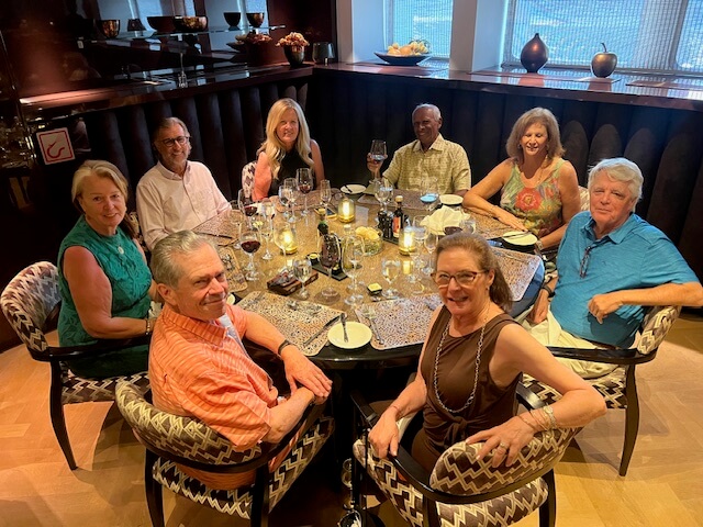 Jane's group dining in the Chef's Table aboard AmaMagna
