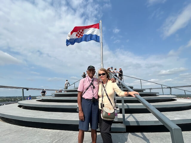 Jane and her husband on tour.