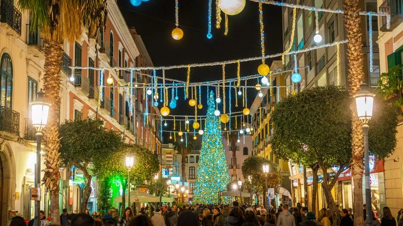 A Christmas market in Naples.
