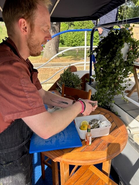 oysters served on deck of the Magna Carta