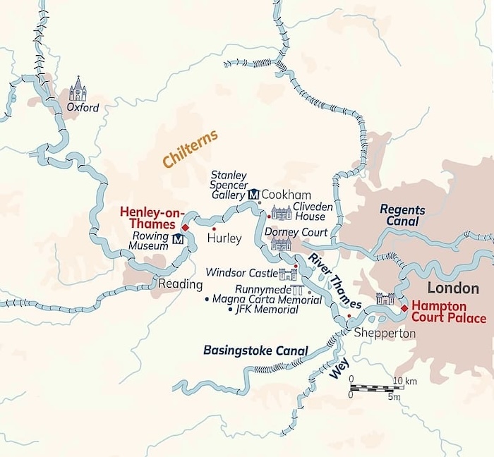 Magna Carta Thames River route map