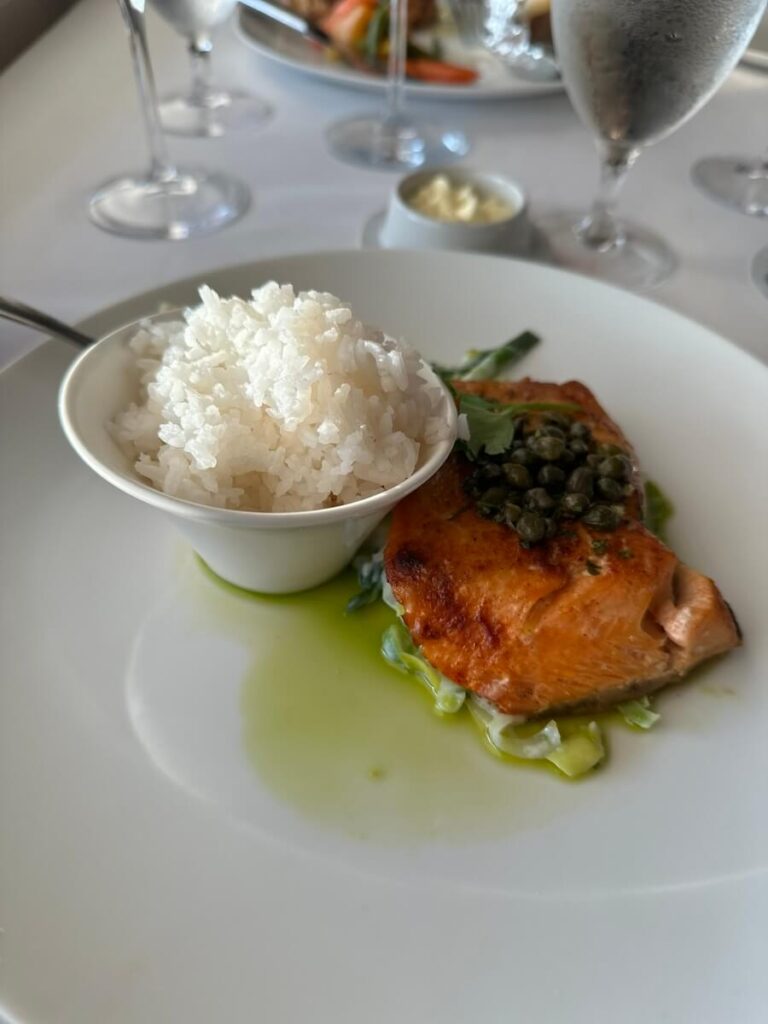 Victory Great Lakes Cruise — An Expert Review Of 10 Nights Cruising All Five 25 Salmon dinner at the Dining Room of Victory I