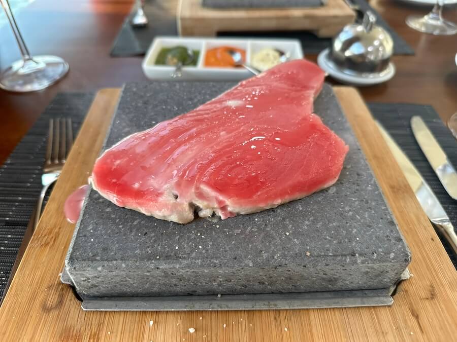 Victory Great Lakes Cruise — An Expert Review Of 10 Nights Cruising All Five 28 Tuna steak on the stone in Victory I's Grill