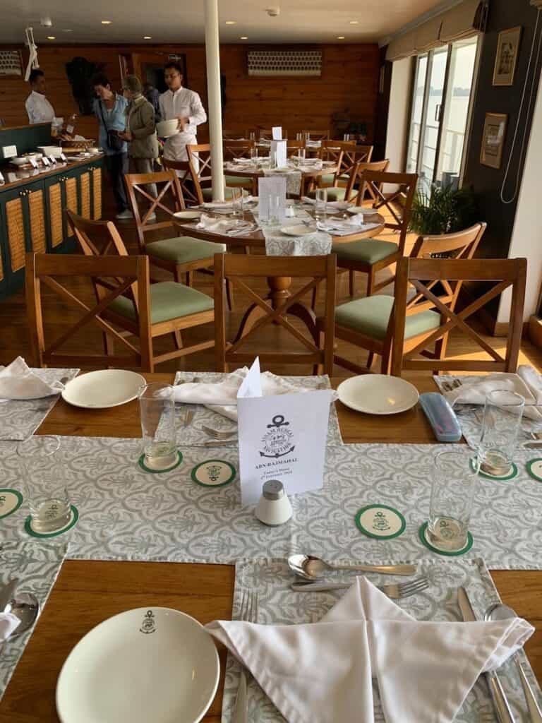 Cruising India’s Hooghly River Aboard Raj Mahal — An Expert Review of a Fascinating Quirky Cruise 19 Raj Mahal's pleasant dining room on our Hooghly River cruise