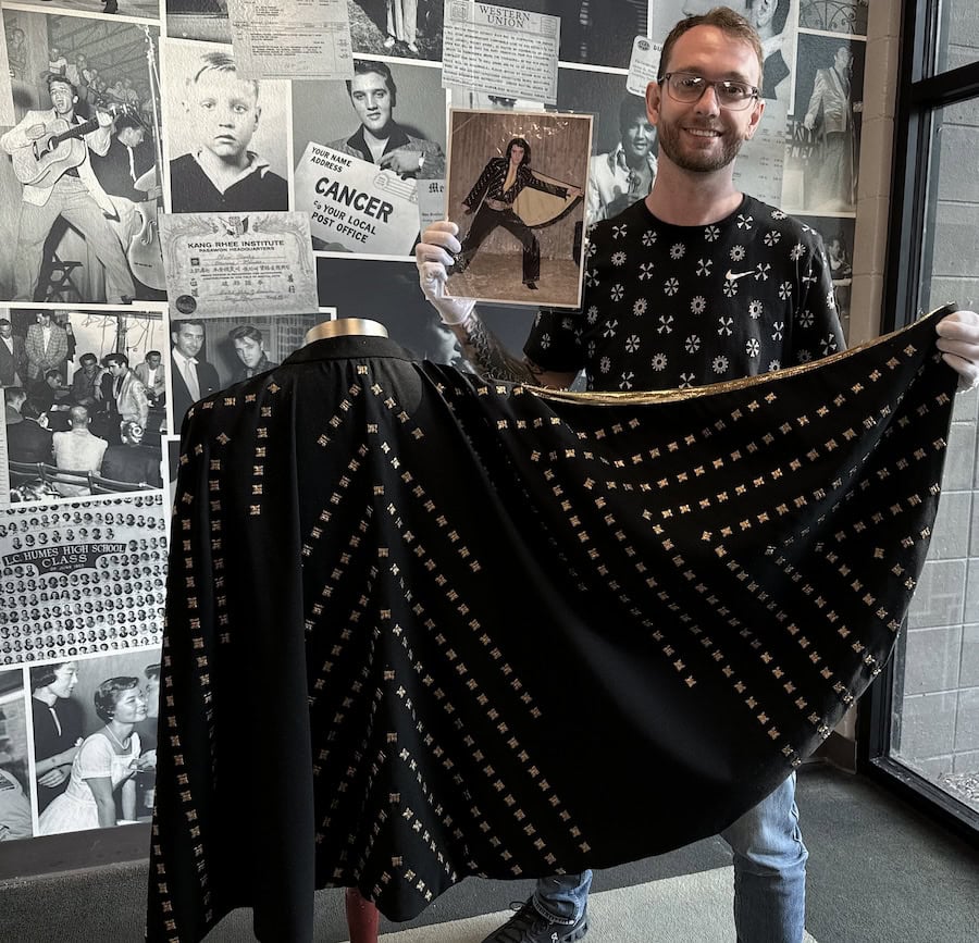 Elvis's black cape seen on a Music Cities Cruise with American Cruise Lines