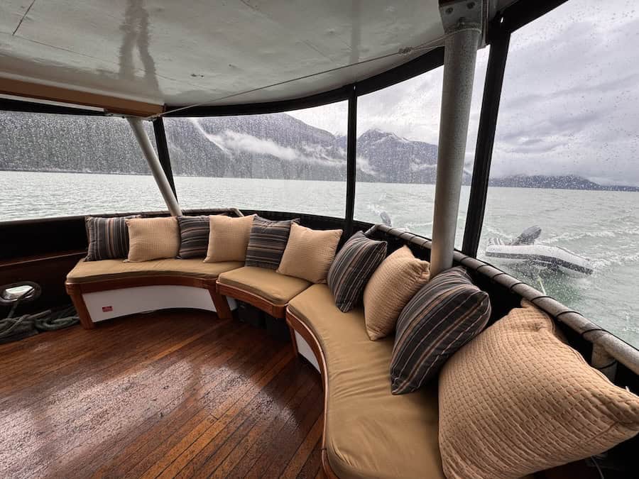 The stern seating area on the MV Swell