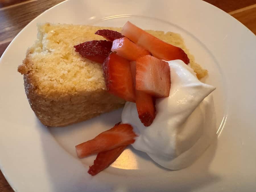 Maple Leaf Adventures British Columbia offers delicious food including this cake and berries dessert