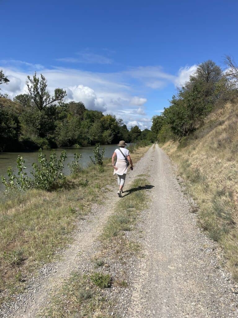 Walking along the tow path on a Canal du Midi cruise