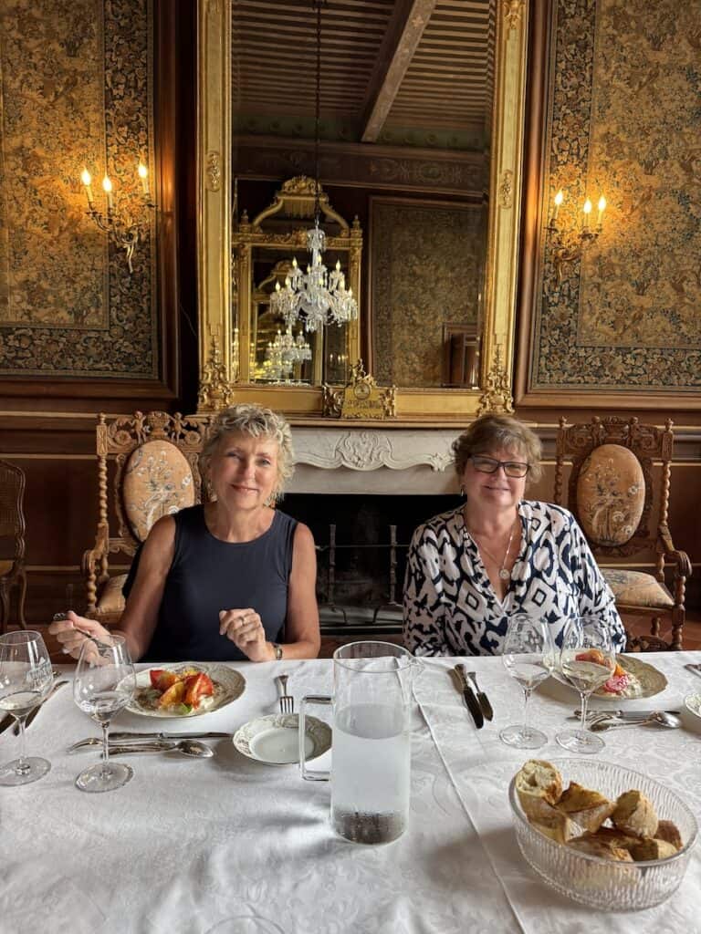 Donna & Suzanne having lunch at Chateau Paraza. 