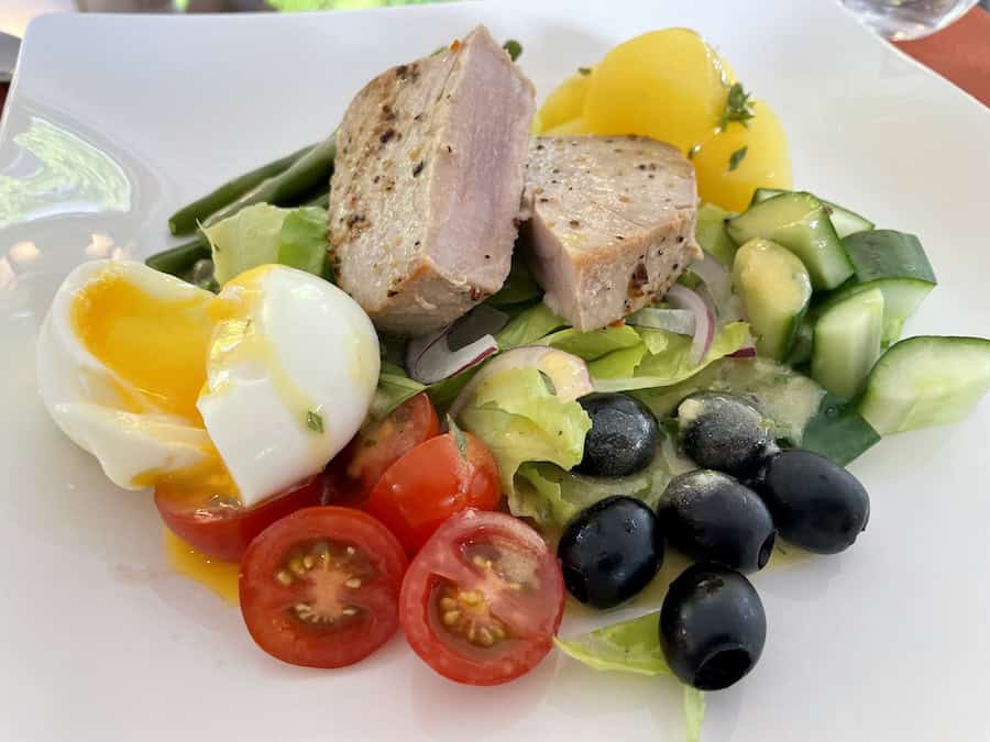 Tuna Nicoise salad enjoyed aboard Enchante