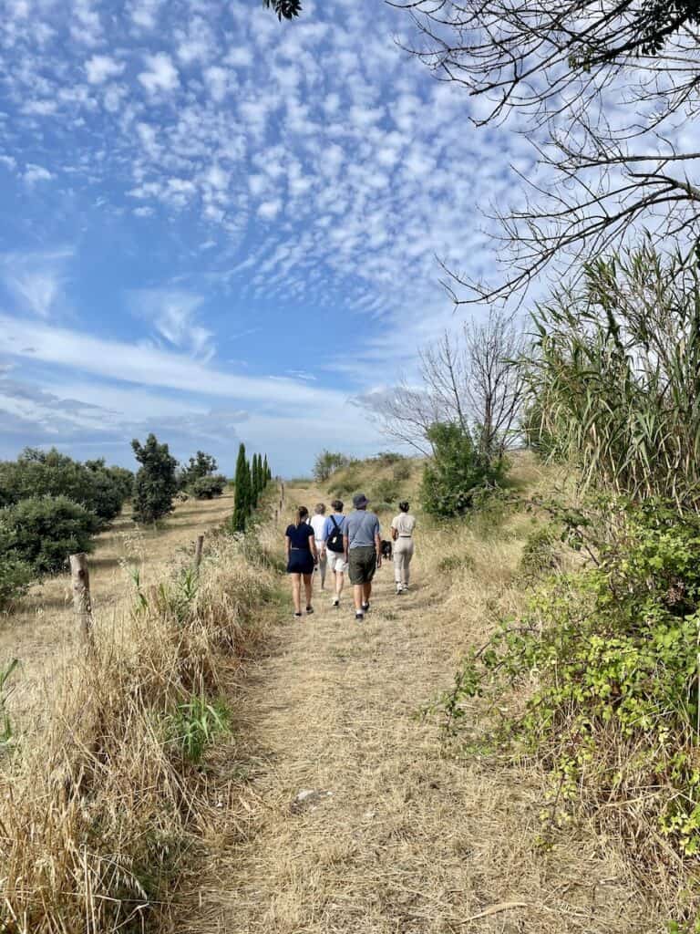 A walk at Le Mas Dantonin on a Canal du Midi cruise aboard Enchante