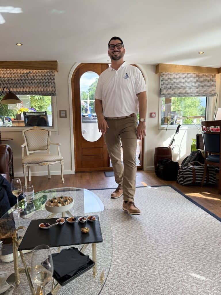 Marne Canal Barge Cruise Review talks about the great crew including Cruise Director Charles