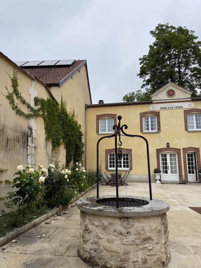 Frerejean Freres courtyard on a Marne Canal barge cruise