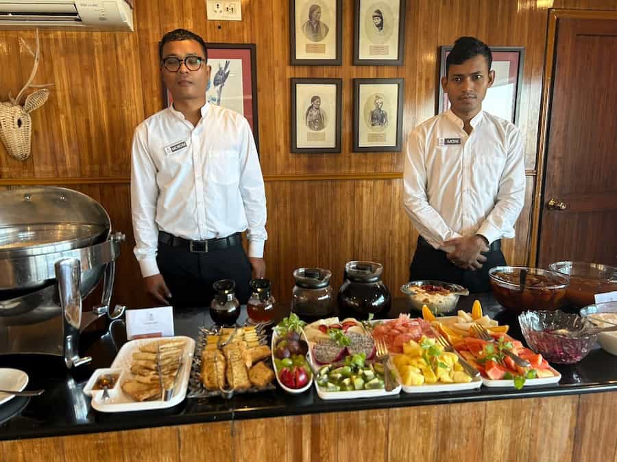 buffet spread in the dining room of the Sukapha