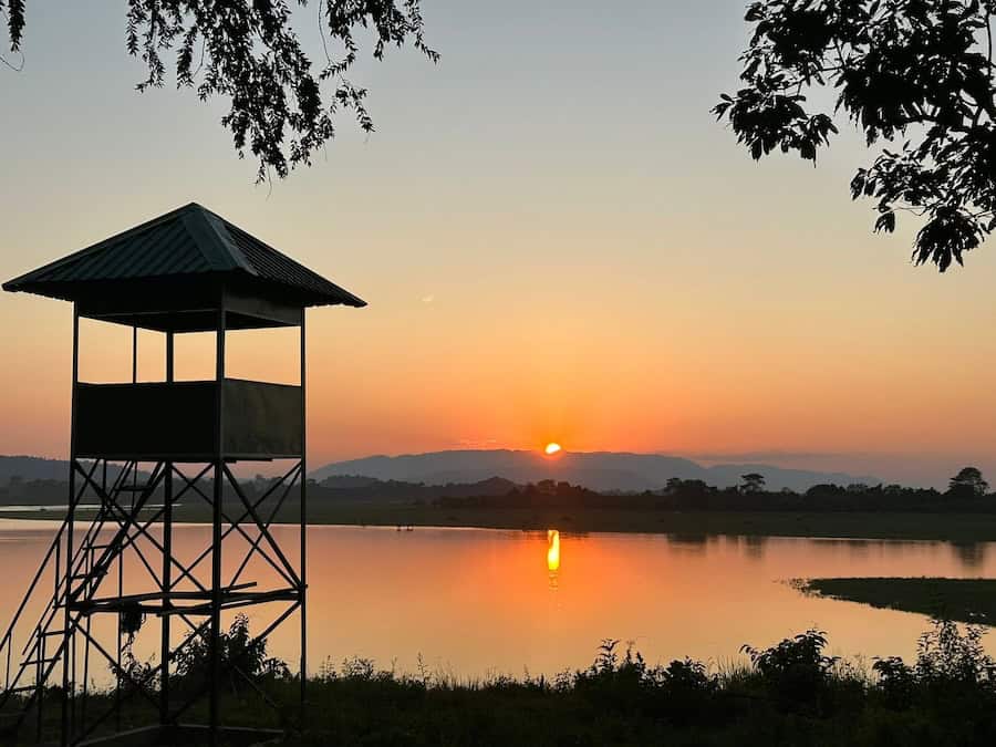 Sunset on a Sukapha Brahmaputra River cruise