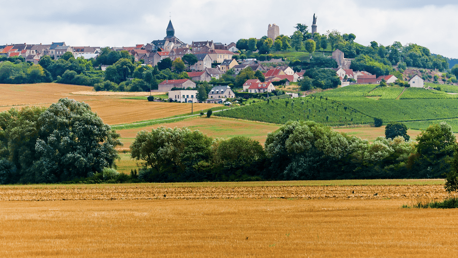 Picturesque village scenery along the towpath