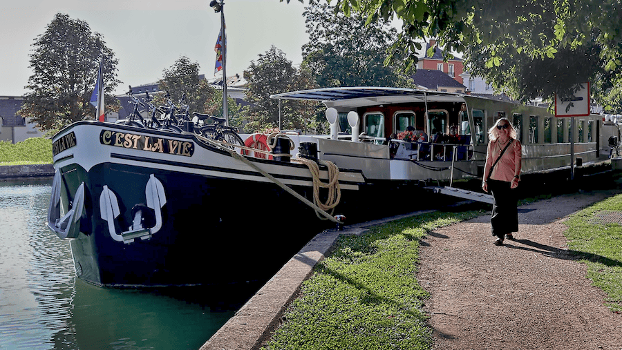 An evening walk along a picturesque canal.