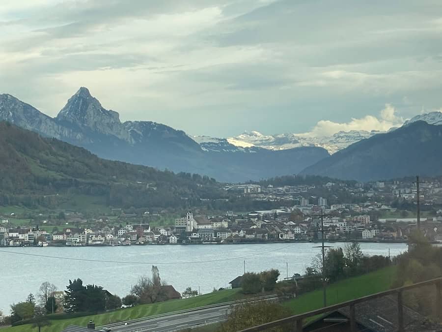 Stunning Alpine views from the train on route to Basel, Switzerland