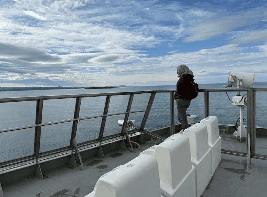 The outside decks of the Bella Desgagnés cargo passenger cruise