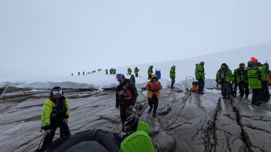 Zodiac landings in Antarctica 