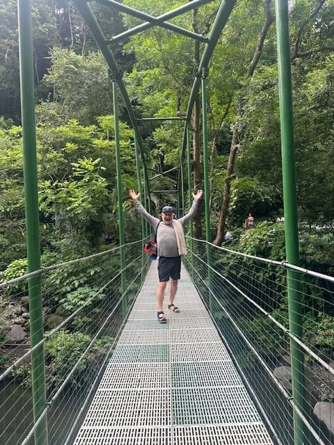 Vandara Thermal Springs and adventures include this rope bridge