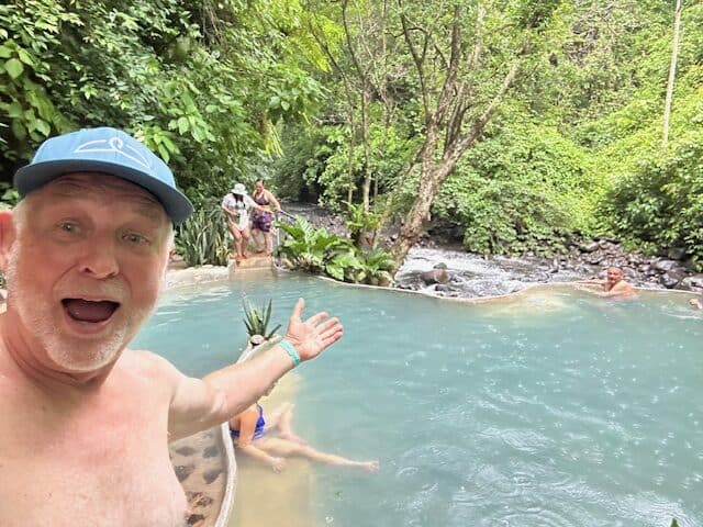 Dan at the Vandara Thermal Springs in Costa Rica, as part of the research done to create UnCruise's cruise and land offerings in Costa Rica