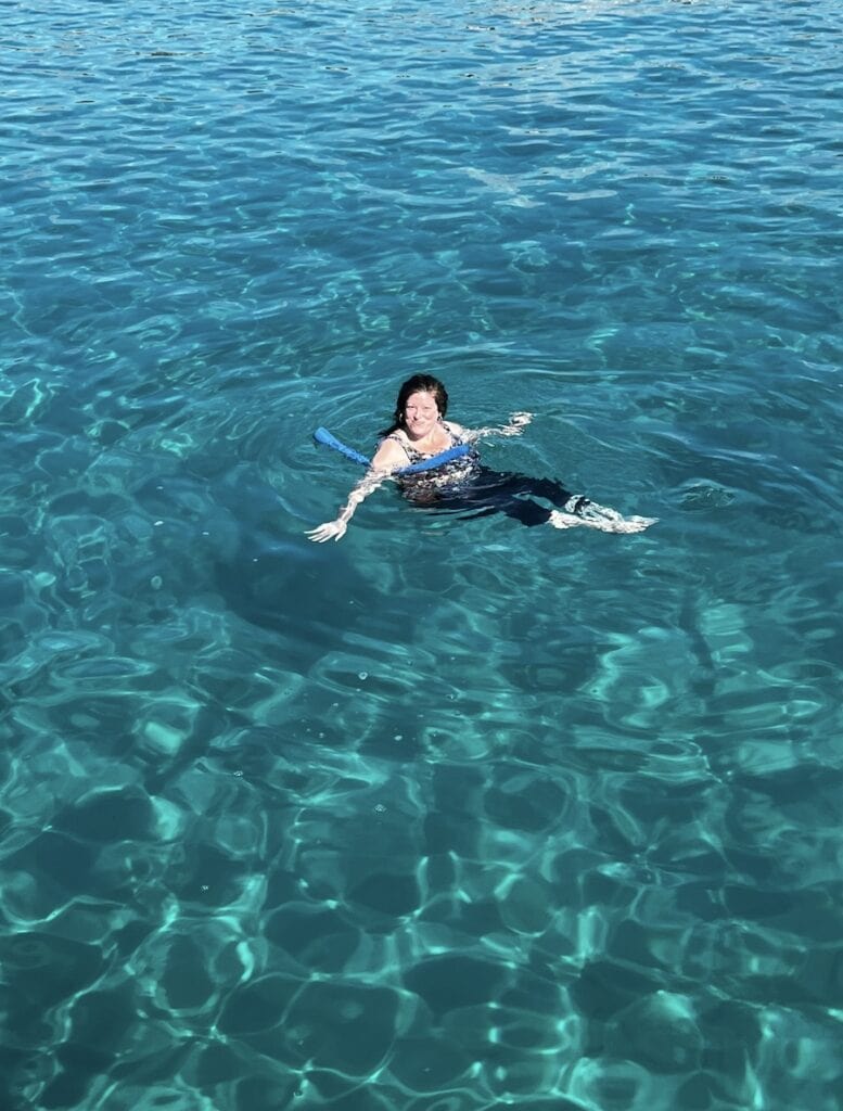 The author enjoying the idyllic waters off Gemaya.