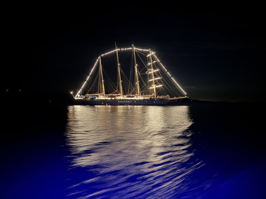 We spotted a ghostly galleon the first night.