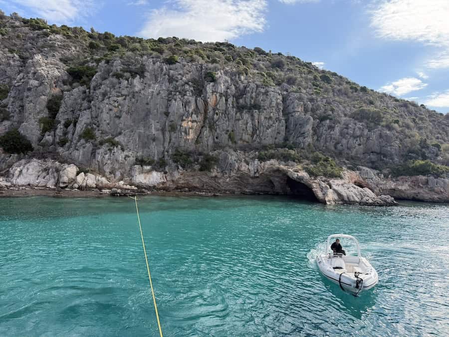 Gemaya is anchored for a bout of leisurely swimming