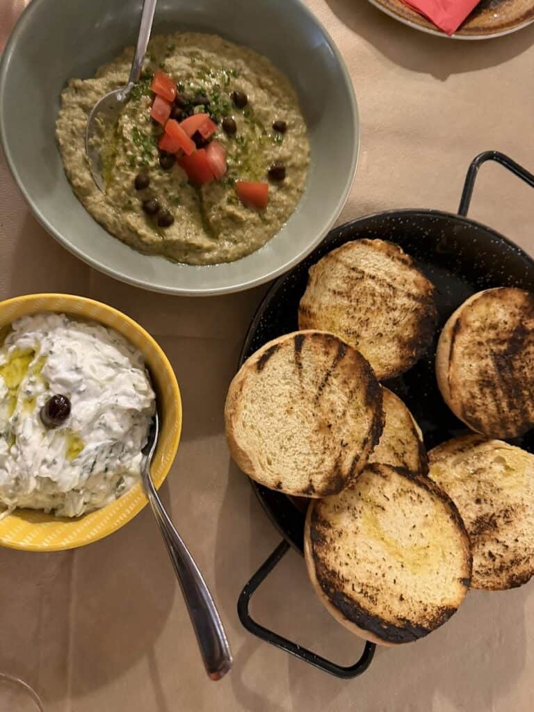 Napflion taverna appetizers.