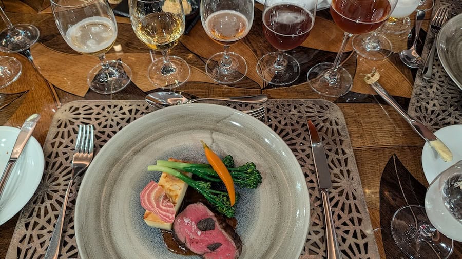Beer pairing at dinner aboard Ama Lucia on a Winter Rhine River cruise