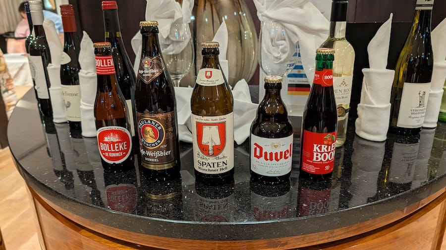 These beers were offered at dinner aboard AmaLucia