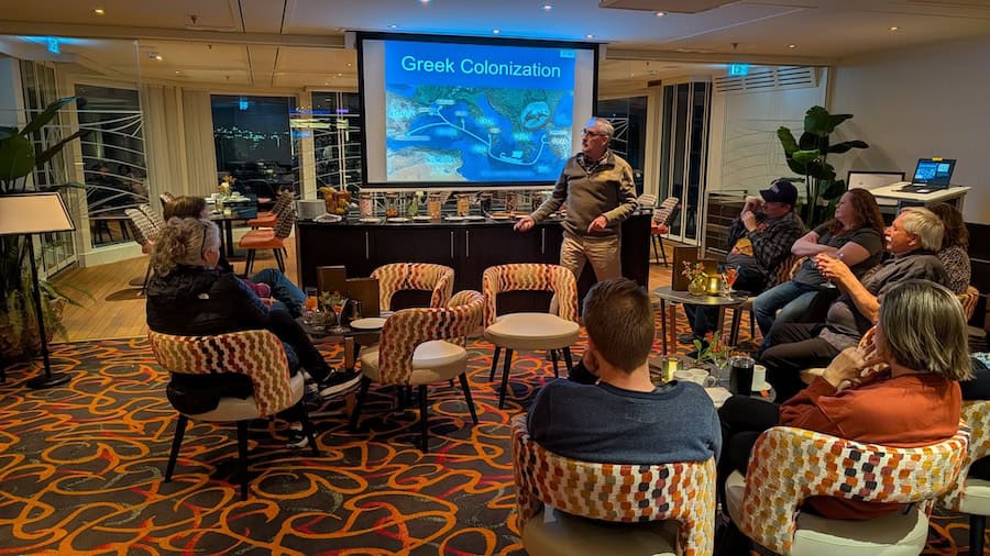 Ken giving a "beer talk" on board AmaLucia on a Winter Rhine Cruise