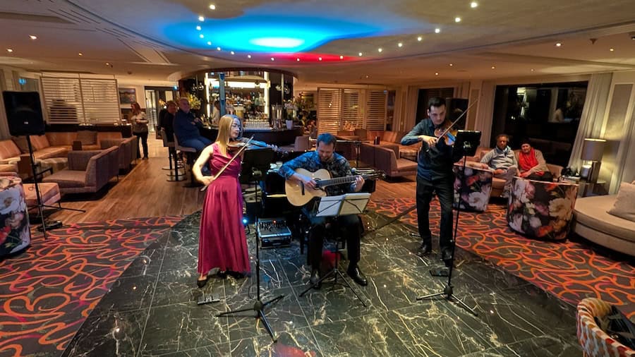 Musical entertainment in La Strada. on John's wintertime Rhine River Amawaterways cruise