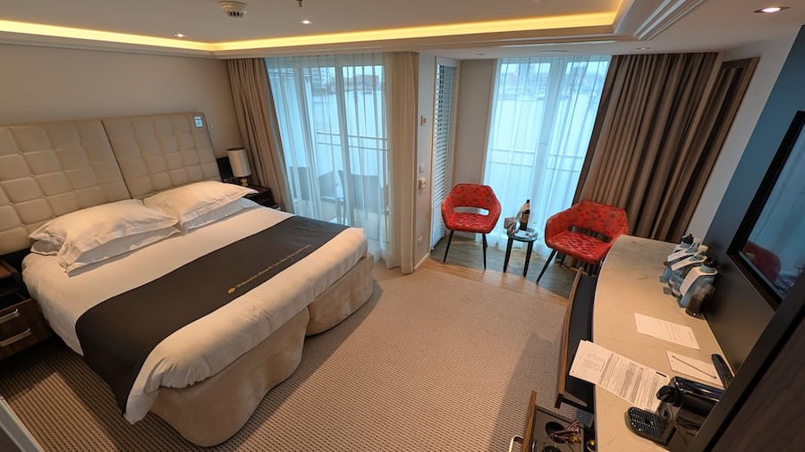 John shows us his cabin on an Offseason Winter Rhine River Cruise