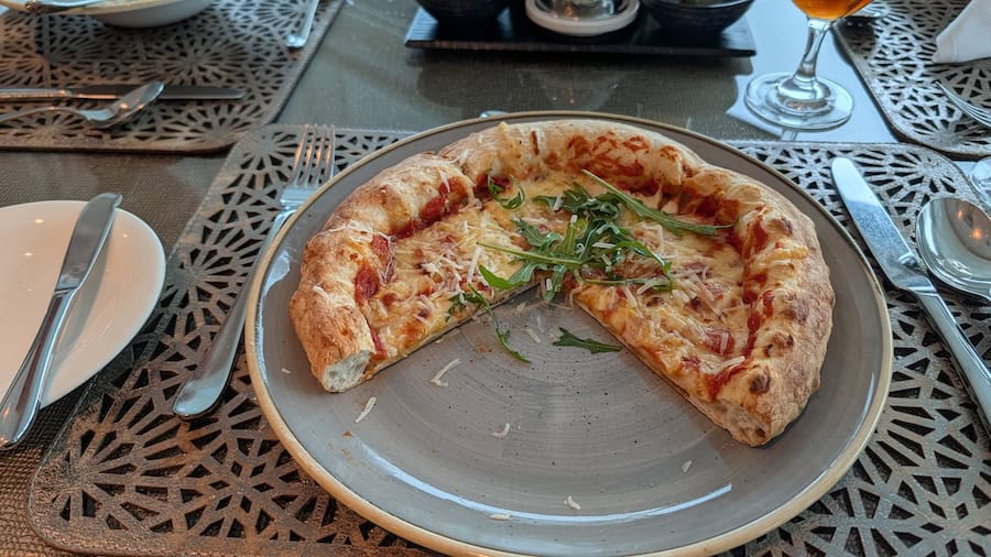 Pizza served in the Chef's Table.