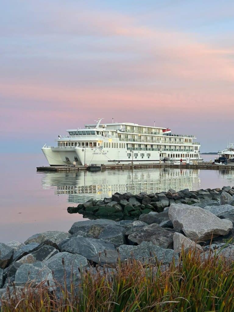 Chesapeake Bay Cruise With American Cruise Lines, docked against a lovely sunset