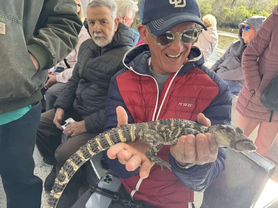 mike and gator on a Winter Cruising On The Lower Mississippi With American Cruise Lines