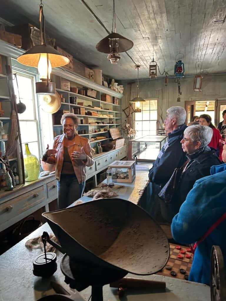 Linda showing us the "Bucktown General Store," sight of Harriet Tubman’s first act of defiance.on American Cruise Lines cruise