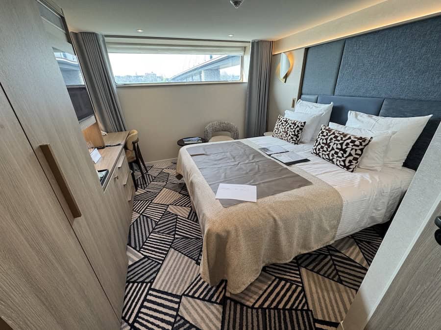 Emerald Deck staterooms have a narrow window near water level. on a Viva Enjoy German, Dutch & Belgian Waterways cruise 