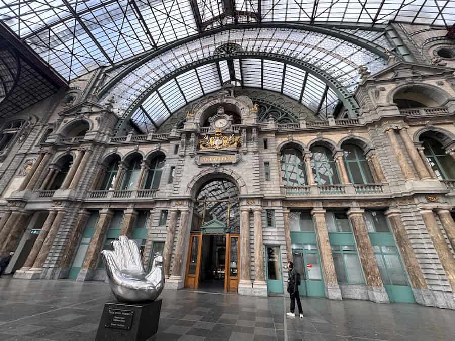 Visiting Antwerp's Art Nouveau train station on a German, Dutch & Belgian Waterways cruise 