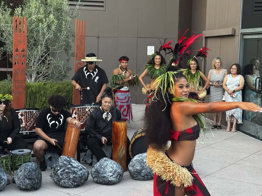 Peter Greenberg’s “Hidden” Travel Series for PBS Features French Polynesia & Paul Gauguin Cruises 1 Nonosina, a local Polynesian dance troupe delighted and gyrated prior to the screening